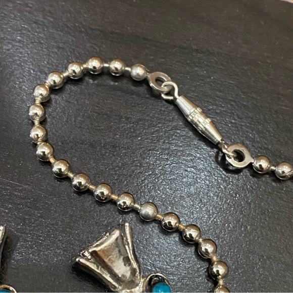 Vintage Kachina Mask Faux Turquoise Southwestern Style Squash Blossom Necklace - Picture 12 of 13